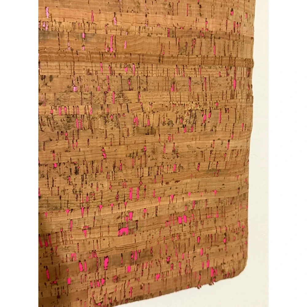 Bath & Body Works Cork Tote Bag Neon Pink Metallic Flecked Reusable Gift Bag NWT